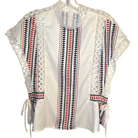 Women's Medium Lace Top Open Sides Shirt Blouse Misses Size 8 10 M - Picture 1 of 4